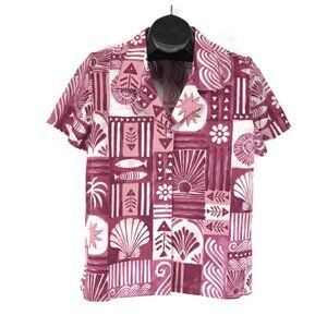 Honoli'i Aloha Tropical Print Hawaiian Shirt Women's XL Cotton Casual Summer